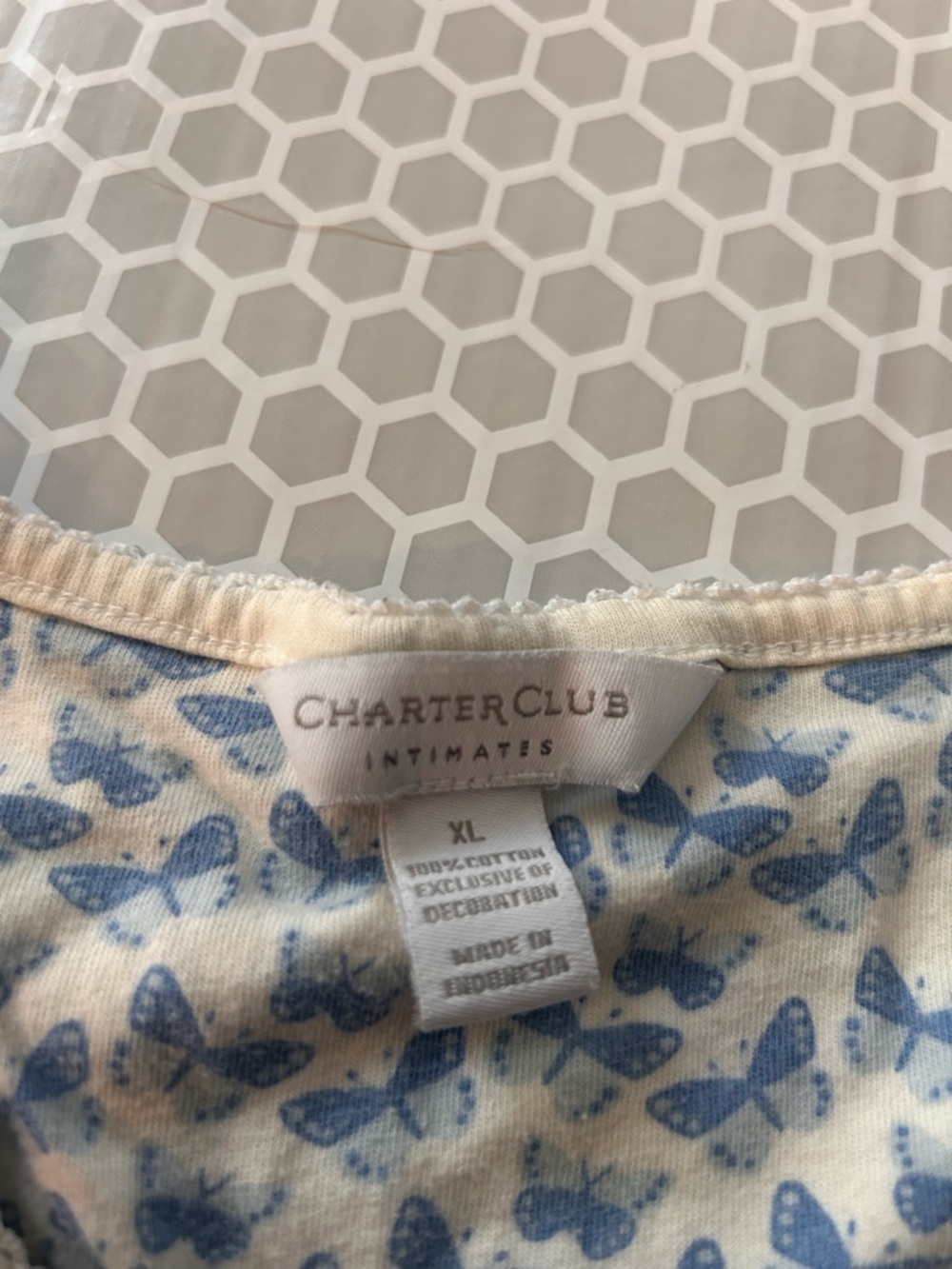 Charter Club Blue Butterfly Cotton Pajama Loungewear Set Size XL - Picture 5 of 5